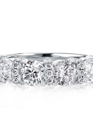 Four Stone Created White Sapphire Sterling Silver Wedding Band