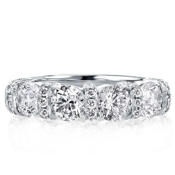 Four Stone Created White Sapphire Sterling Silver Wedding Band