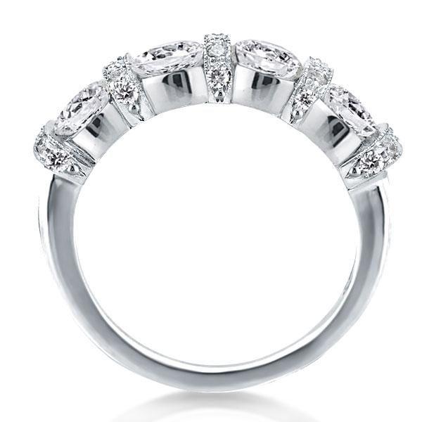 Four Stone Created White Sapphire Sterling Silver Wedding Band