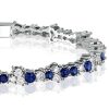 Blue Sapphire Tennis Bracelet in Sterling Silver | 5.90 CT. TW Wedding Jewelry