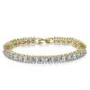 18K Gold Plated Sterling Silver Princess-Cut White Sapphire Tennis Bracelet