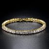 18K Gold Plated Sterling Silver Princess-Cut White Sapphire Tennis Bracelet