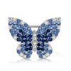 Blue Sapphire Butterfly Brooch - Sterling Silver Dancing Pin
