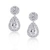Classic Halo Sterling Silver Drop Earrings - Round CZ Dangle Earrings