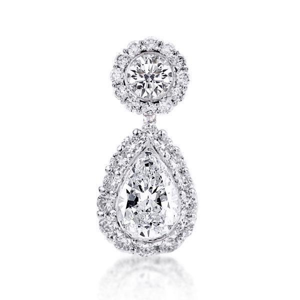 Classic Halo Sterling Silver Drop Earrings - Round CZ Dangle Earrings