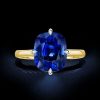 Two-Tone Cushion Cut Blue Sapphire Engagement Ring - Sterling Silver
