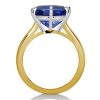 Two-Tone Cushion Cut Blue Sapphire Engagement Ring - Sterling Silver