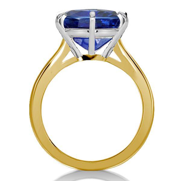 Two-Tone Cushion Cut Blue Sapphire Engagement Ring - Sterling Silver