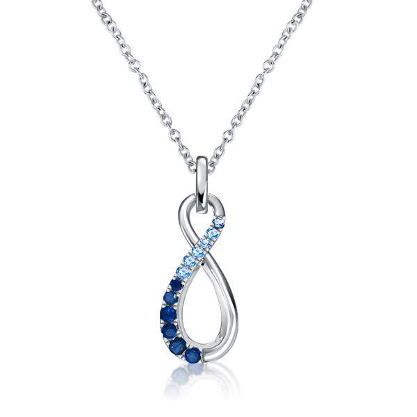 Blue Sapphire & Aquamarine Infinity Necklace - Sterling Silver