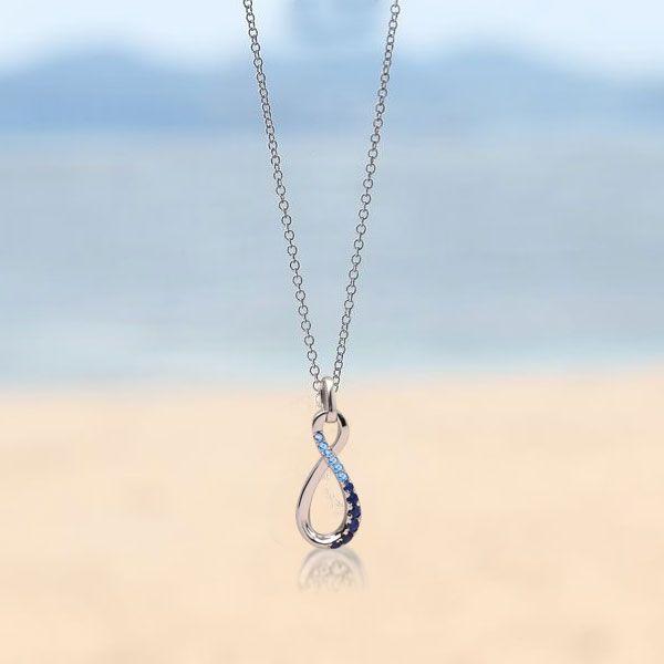 Blue Sapphire & Aquamarine Infinity Necklace - Sterling Silver