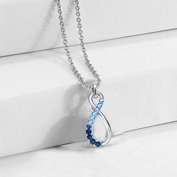 Blue Sapphire & Aquamarine Infinity Necklace - Sterling Silver