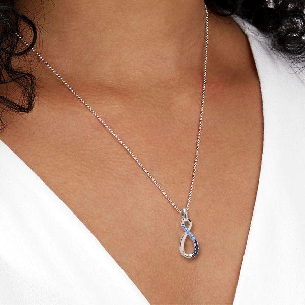 Blue Sapphire & Aquamarine Infinity Necklace - Sterling Silver