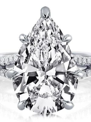 Split Shank Pear Cut Engagement Ring in 925 Sterling Silver