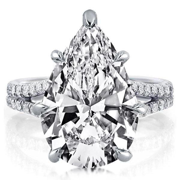 Split Shank Pear Cut Engagement Ring in 925 Sterling Silver