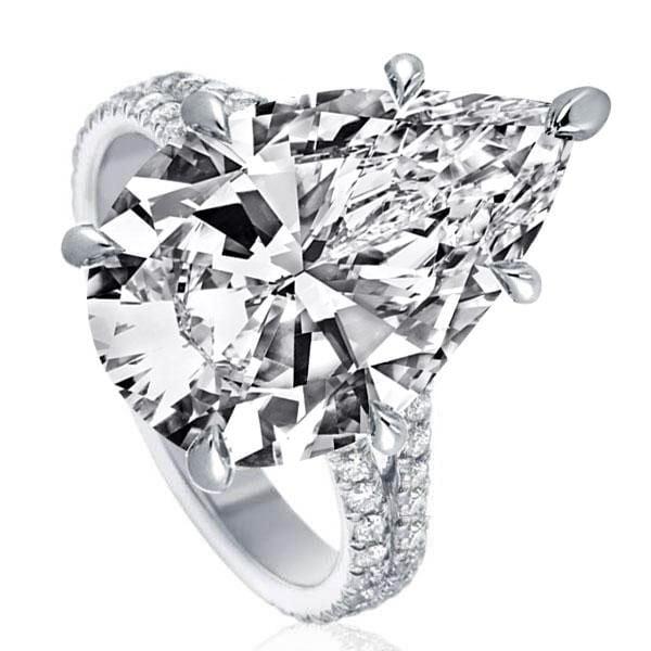 Split Shank Pear Cut Engagement Ring in 925 Sterling Silver