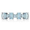 Stackable Baguette Aquamarine Ring Set in 925 Sterling Silver for Women