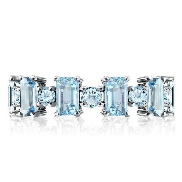 Stackable Baguette Aquamarine Ring Set in 925 Sterling Silver for Women