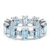 Stackable Baguette Aquamarine Ring Set in 925 Sterling Silver for Women