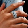 Stackable Baguette Aquamarine Ring Set in 925 Sterling Silver for Women