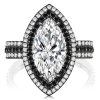 Black Marquise Cut White Sapphire Engagement Ring - 925 Sterling Silver