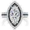 Black Marquise Cut White Sapphire Engagement Ring - 925 Sterling Silver
