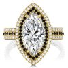 Black Marquise Cut White Sapphire Engagement Ring - 925 Sterling Silver