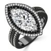 Black Marquise Cut White Sapphire Engagement Ring - 925 Sterling Silver
