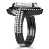 Black Marquise Cut White Sapphire Engagement Ring - 925 Sterling Silver