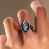 Black Marquise Cut White Sapphire Engagement Ring - 925 Sterling Silver