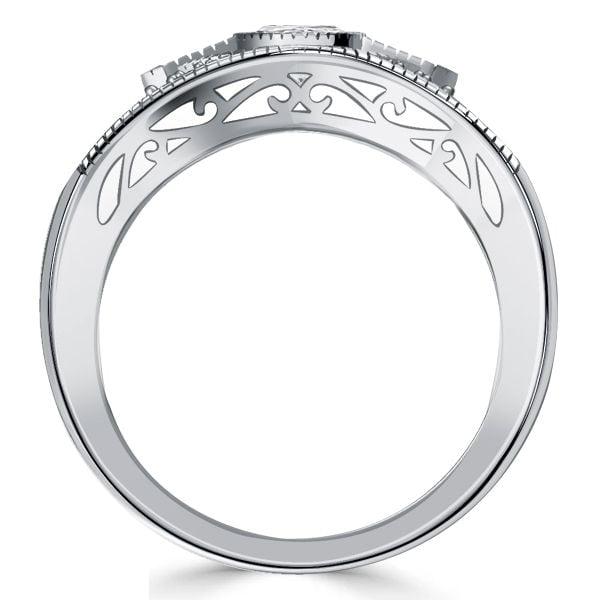 Art Deco Vintage Blue Sapphire Ring in 925 Sterling Silver, 1.41 CTW