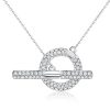 Sterling Silver Pave Setting Toggle Clasp Necklace with 1.08 CT. TW Stones