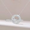 Sterling Silver Pave Setting Toggle Clasp Necklace with 1.08 CT. TW Stones