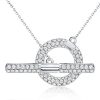 Sterling Silver Pave Setting Toggle Clasp Necklace with 1.08 CT. TW Stones