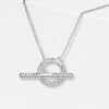 Sterling Silver Pave Setting Toggle Clasp Necklace with 1.08 CT. TW Stones