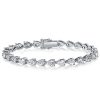 Sterling Silver Pear Cut Tennis Bracelet with Simulated Diamonds, Available in Multiple Lengths
