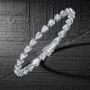 Sterling Silver Pear Cut Tennis Bracelet with Simulated Diamonds, Available in Multiple Lengths