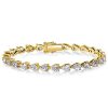Sterling Silver Pear Cut Tennis Bracelet with Simulated Diamonds, Available in Multiple Lengths