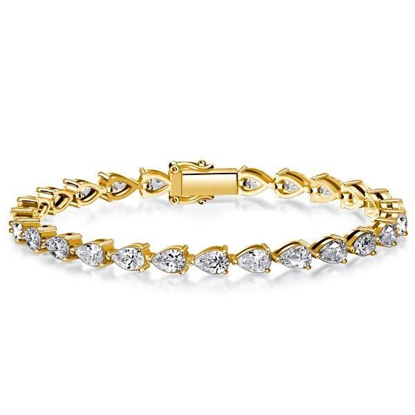 Sterling Silver Pear Cut Tennis Bracelet with Simulated Diamonds, Available in Multiple Lengths