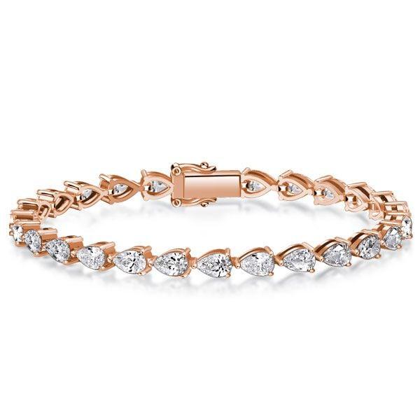 Sterling Silver Pear Cut Tennis Bracelet with Simulated Diamonds, Available in Multiple Lengths