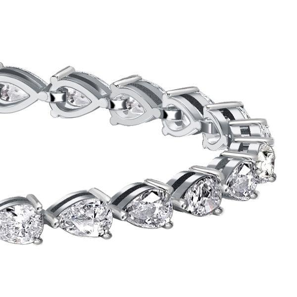 Sterling Silver Pear Cut Tennis Bracelet with Simulated Diamonds, Available in Multiple Lengths