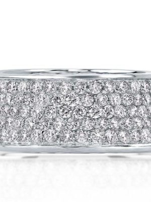 Half Eternity White Sapphire Five-Row Wedding Band in Sterling Silver