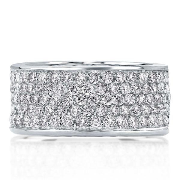 Half Eternity White Sapphire Five-Row Wedding Band in Sterling Silver