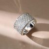 Half Eternity White Sapphire Five-Row Wedding Band in Sterling Silver