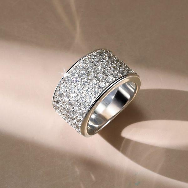 Half Eternity White Sapphire Five-Row Wedding Band in Sterling Silver