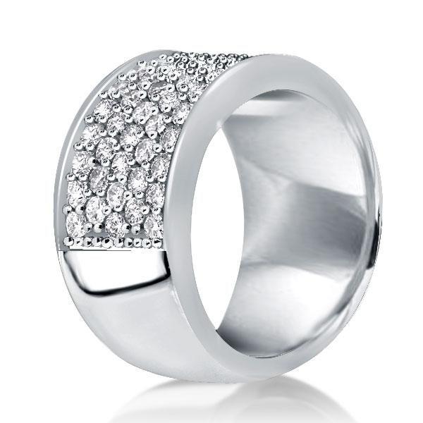 Half Eternity White Sapphire Five-Row Wedding Band in Sterling Silver