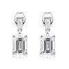 Emerald Cut White Sapphire Drop Earrings in Sterling Silver
