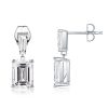 Emerald Cut White Sapphire Drop Earrings in Sterling Silver