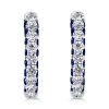 3-Sided Round Blue Hoop Earrings for Women in 925 Sterling Silver