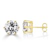 18K Gold Plated Sterling Silver Round Cut Cubic Zirconia Stud Earrings - 8mm