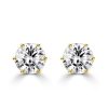 18K Gold Plated Sterling Silver Round Cut Cubic Zirconia Stud Earrings - 8mm
